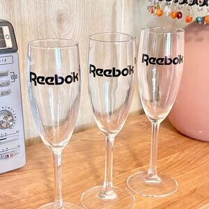 Black Reebok Logo Champagne Flute Glass Set of 3 90s Y2K 2000s
